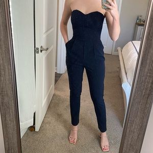 Adelyn Rae navy strapless jumpsuit, size XS